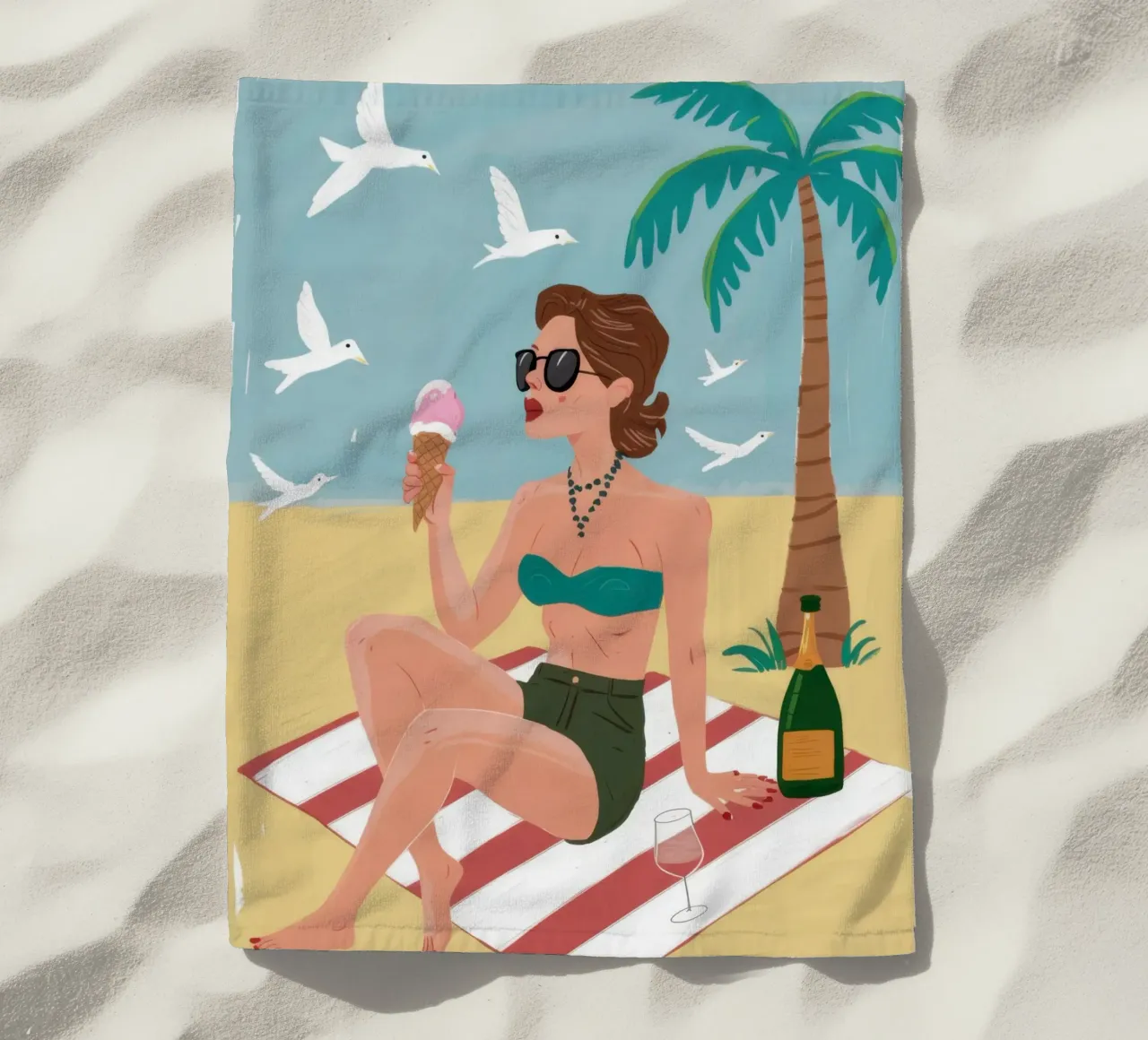 Giornata in spiaggia Champagne telo mare da Pale Aura