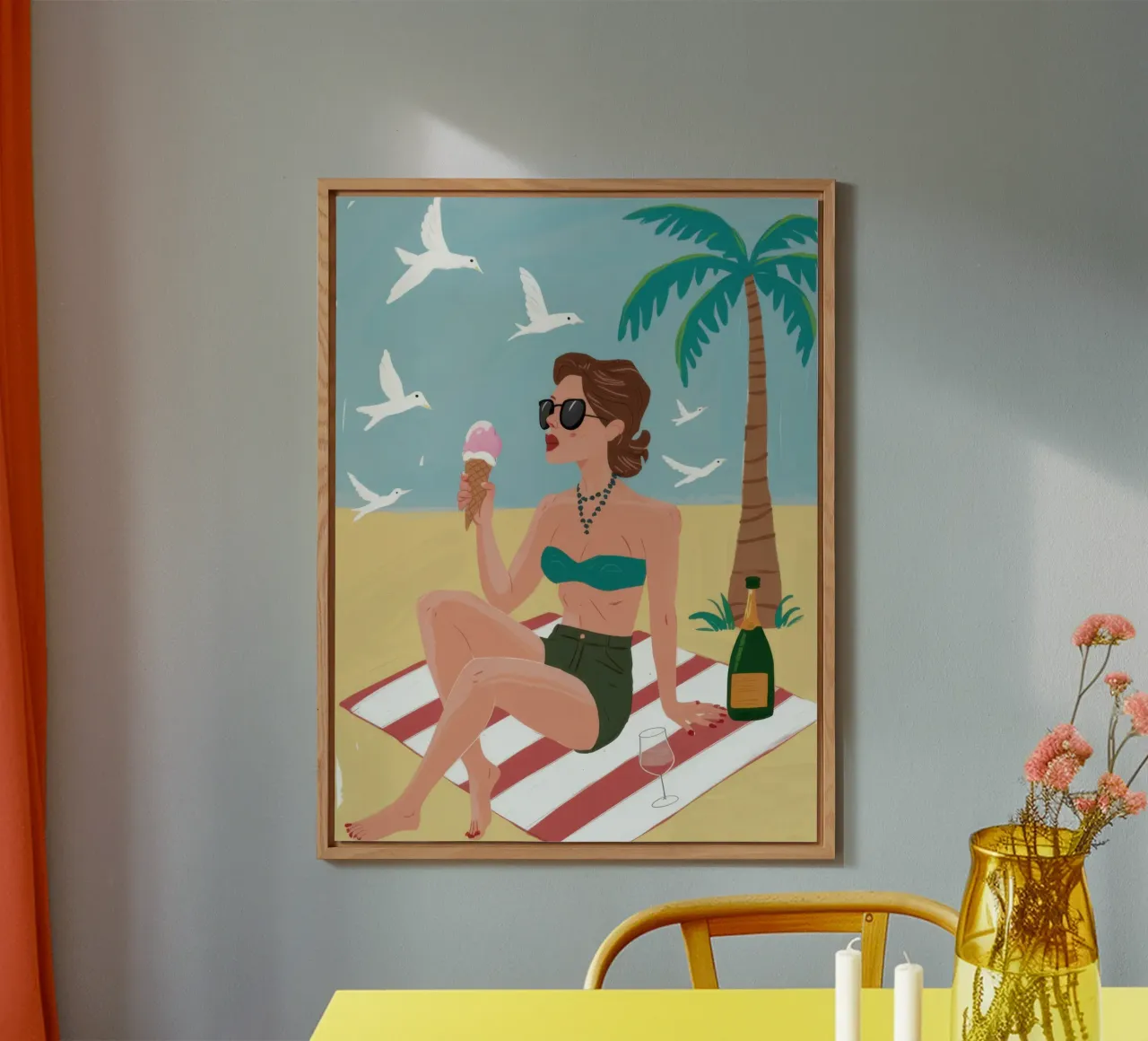 Giornata in spiaggia Champagne alluminio dibond da Pale Aura