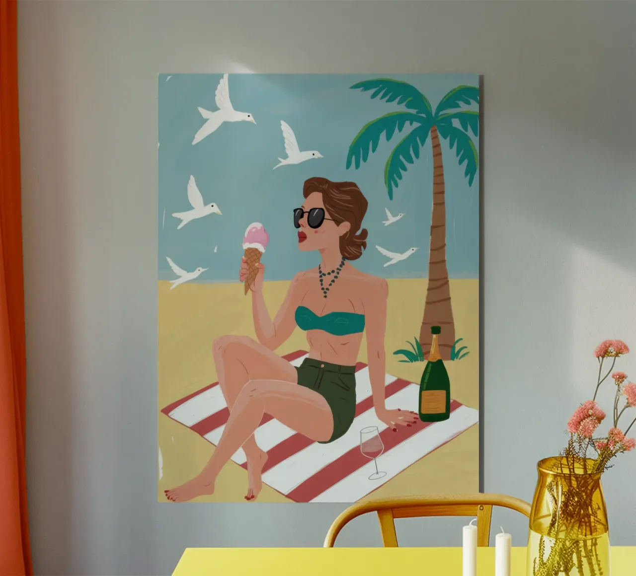 Giornata in spiaggia Champagne alluminio dibond da Pale Aura