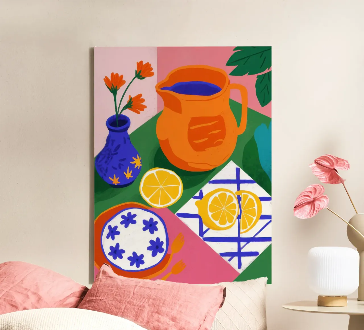 Orange Pitcher Still Life canvas by Sentinel Glow