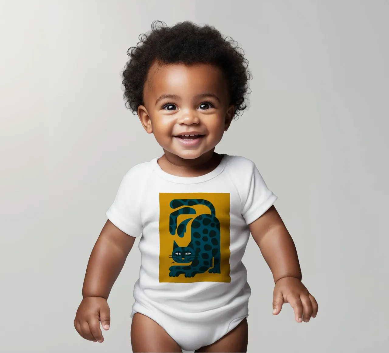 Azure Leopard Lounge Kurzarm Babybody von Stone Decade