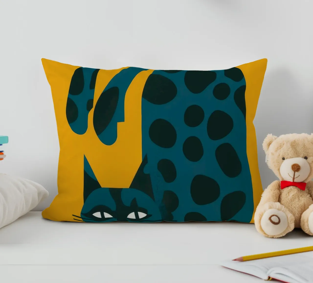 Azure Leopard Lounge decorative cushion by Stone Decade
