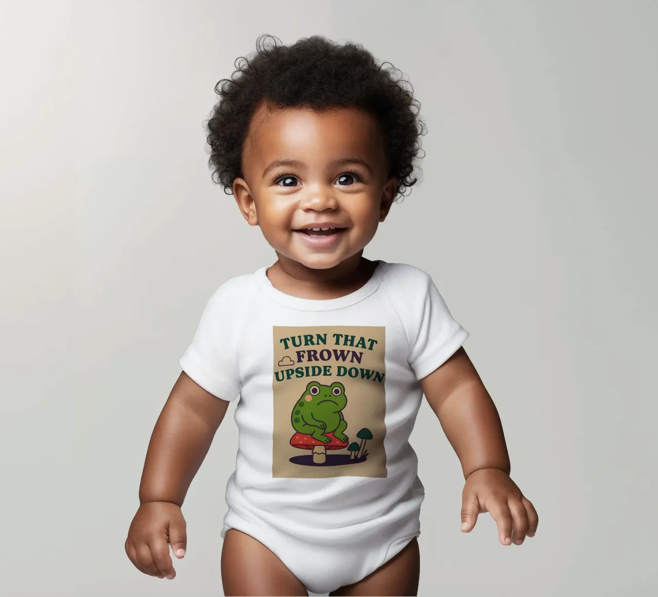 Funny Frog Turn That Frown Upside Down Kurzarm Babybody von oneone