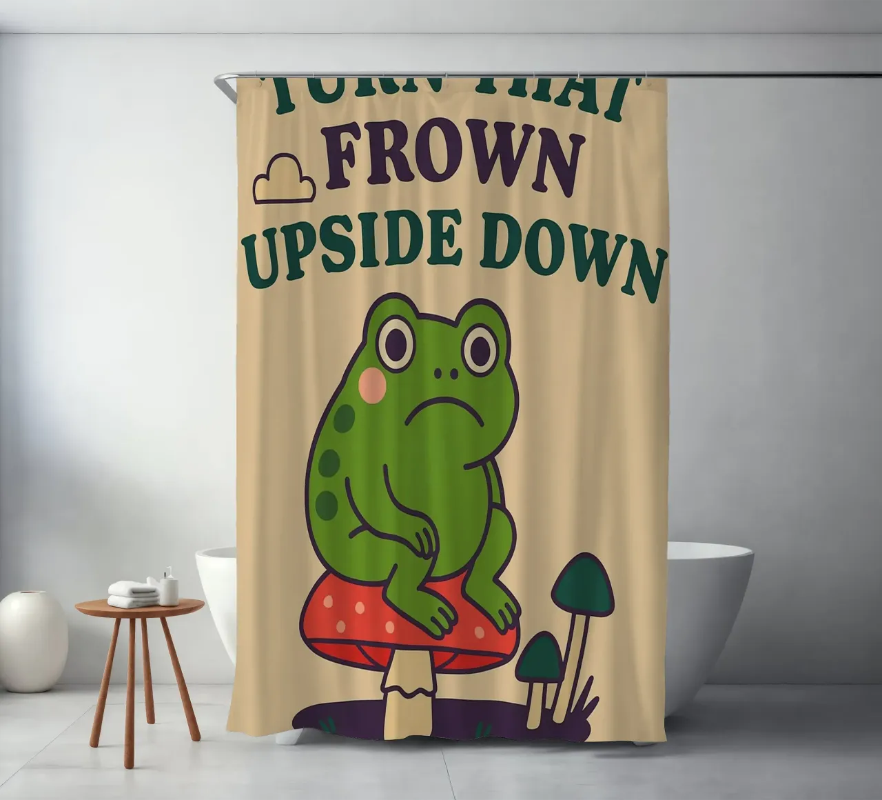 Funny Frog Turn That Frown Upside Down Duschvorhang von oneone