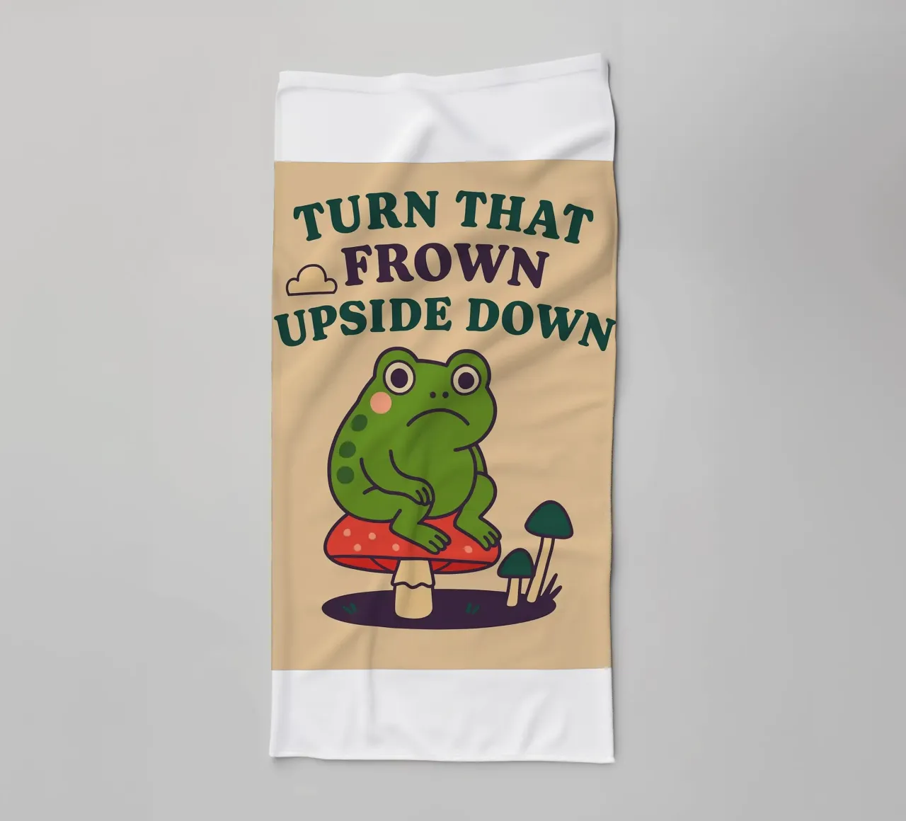 Funny Frog Turn That Frown Upside Down towel by oneone