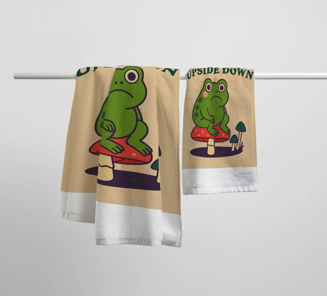 Funny Frog Turn That Frown Upside Down towel by oneone