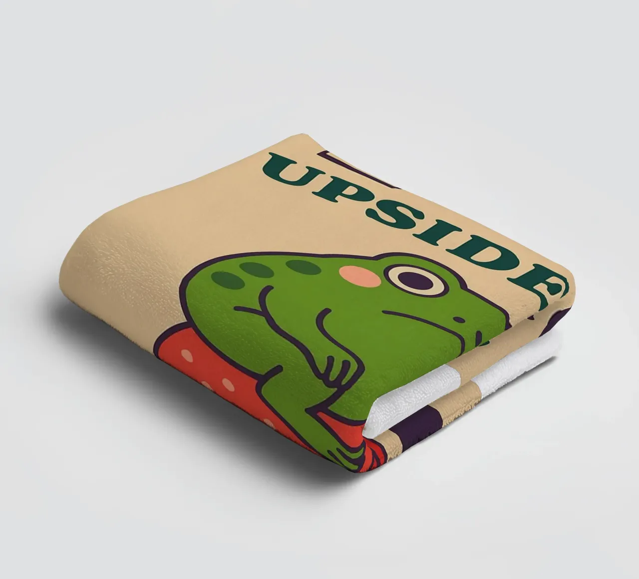Funny Frog Turn That Frown Upside Down towel by oneone