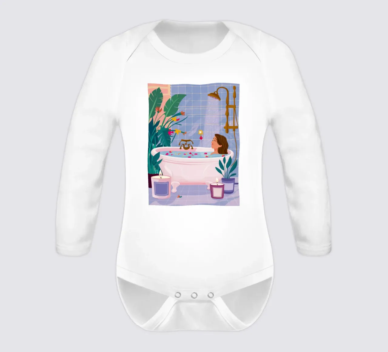 Shared Bath Serenity long-sleeve baby romper by Pale Aura
