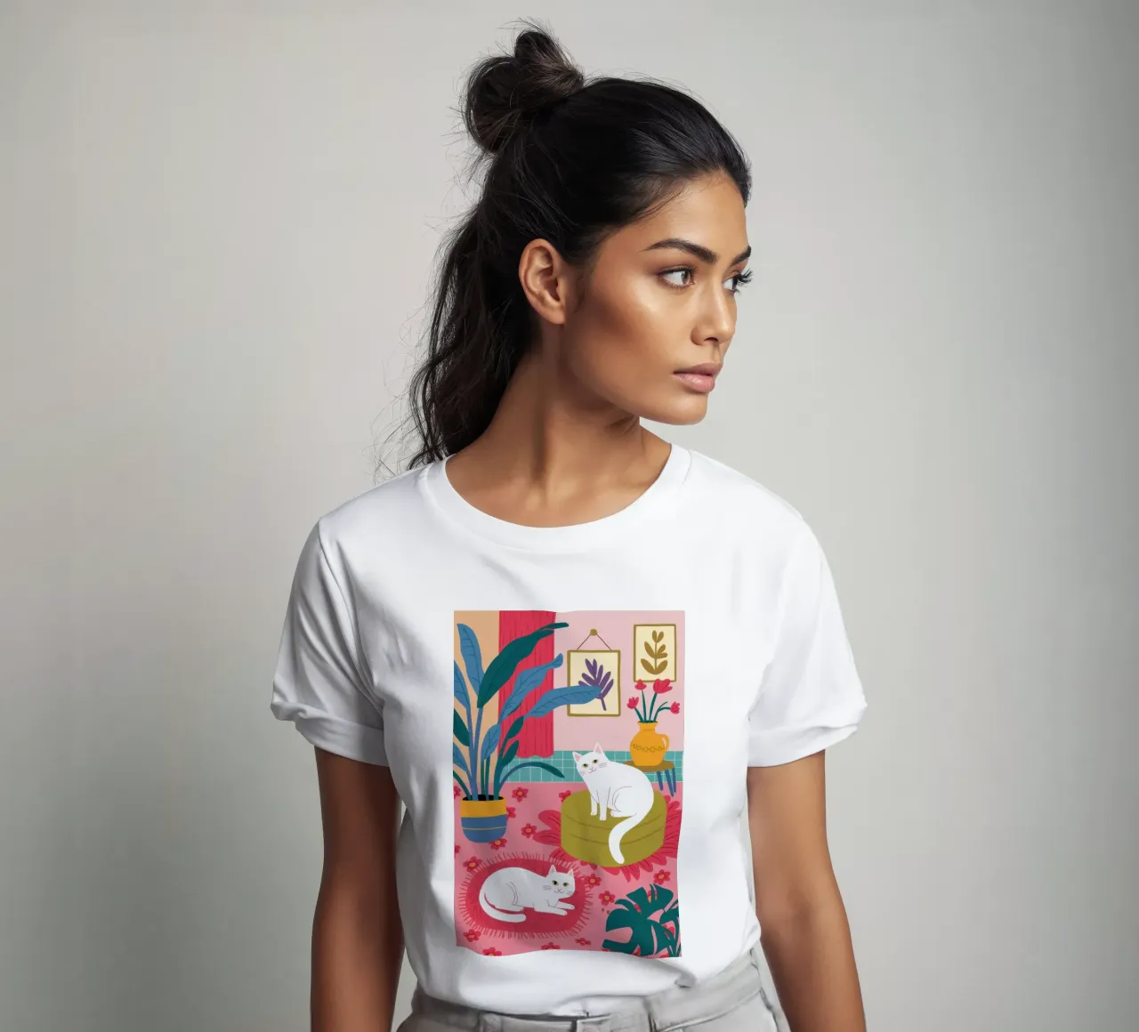 Paradiso delle piante di gatto bianco t-shirt da Sentinel Glow