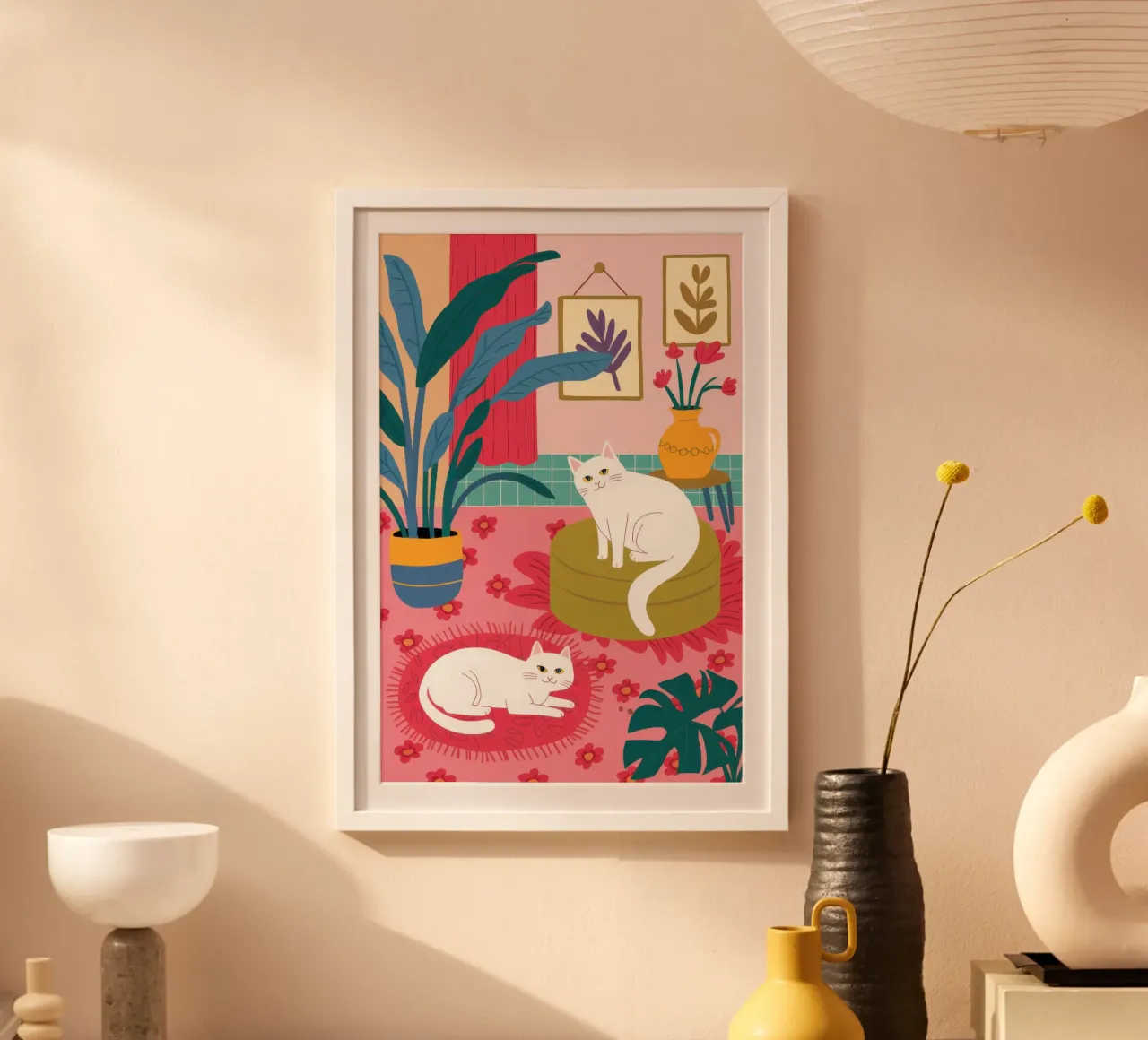 Paradiso delle piante di gatto bianco carta hahnemühle da Sentinel Glow