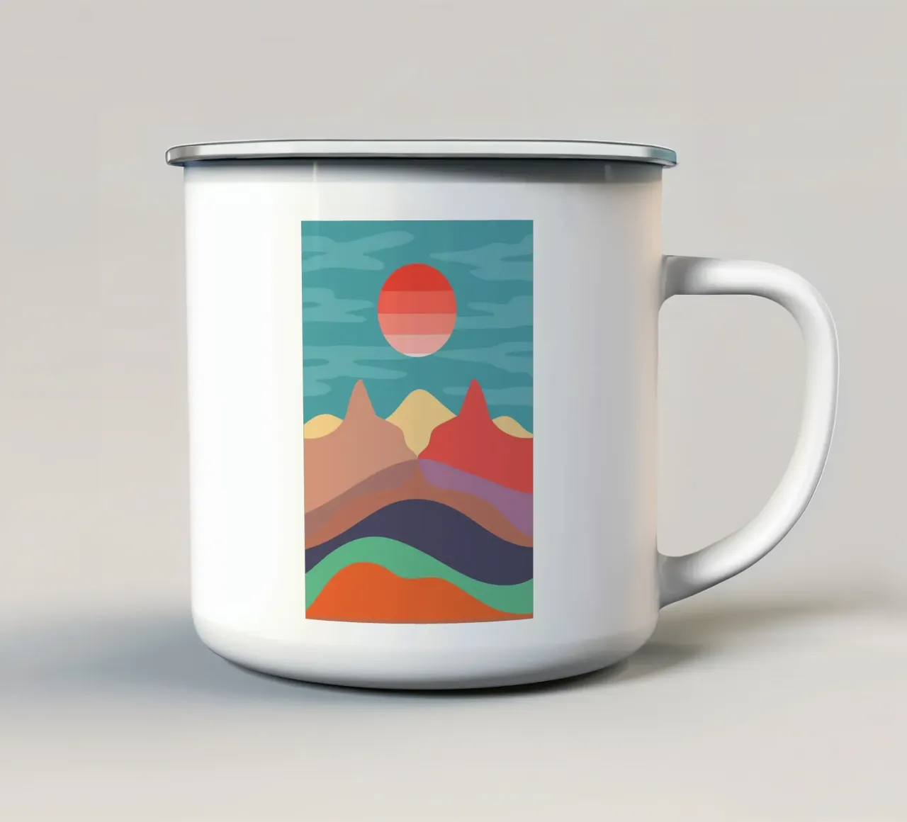 Paesaggio minimo del gatto tazza in smalto da MountainMinimalist