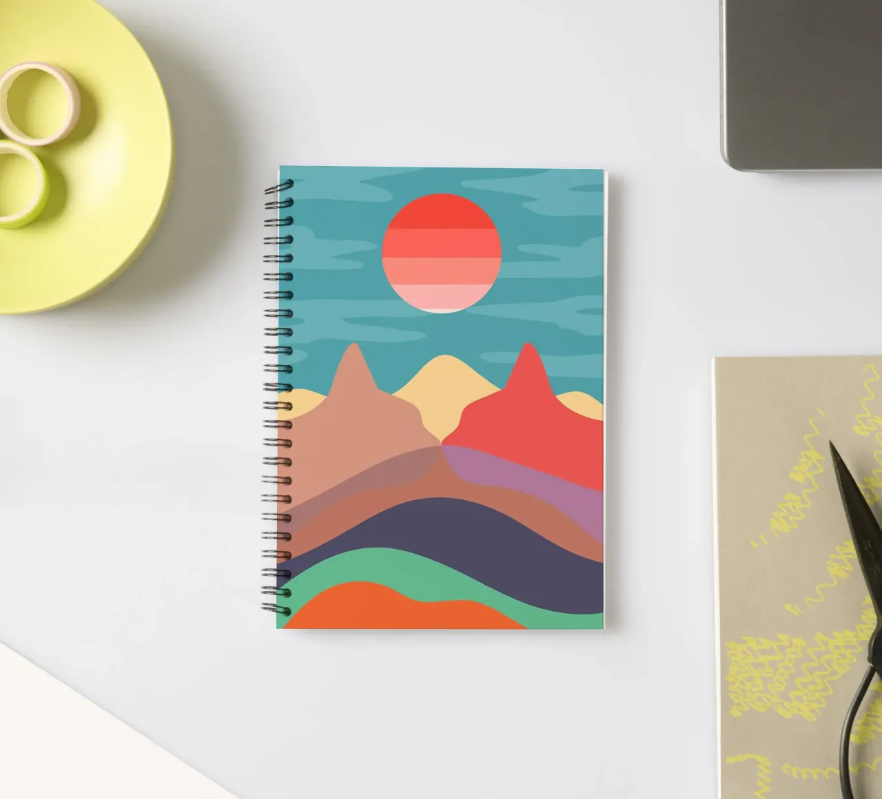 Minimal Cat landscape spiral notebook by MountainMinimalist