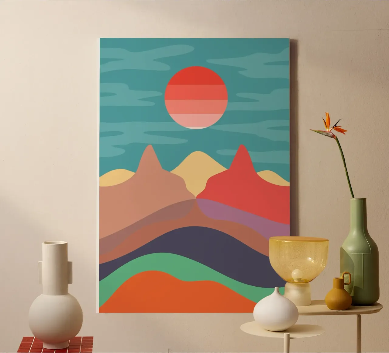Paesaggio minimo del gatto tela con Cornice a cassetta da MountainMinimalist