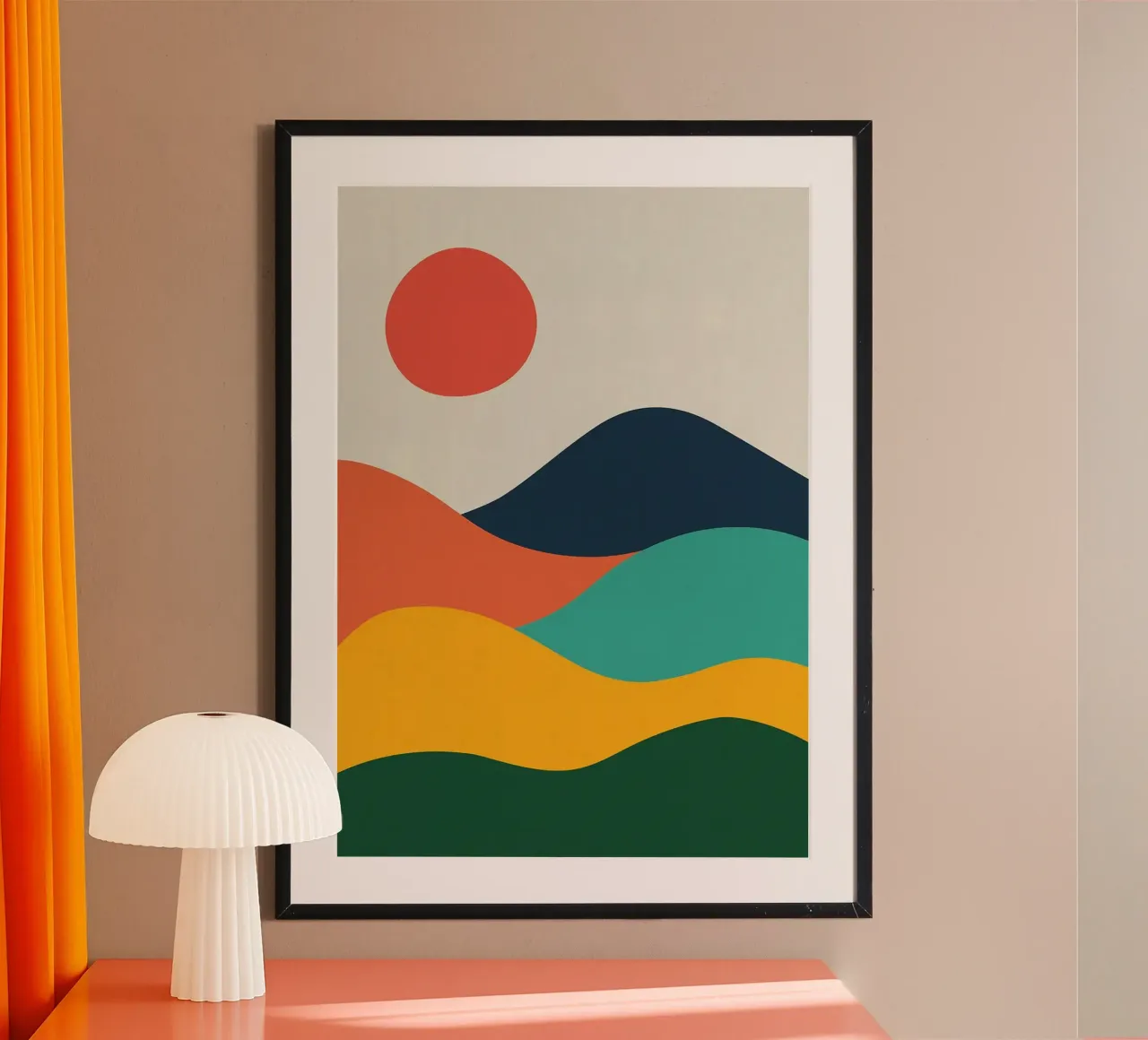 Paesaggio acquerellato 05 poster con telaio in alluminio da MountainMinimalist