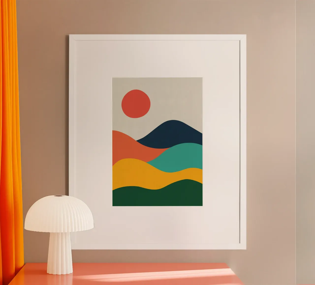 Paesaggio acquerellato 05 poster con telaio in alluminio da MountainMinimalist