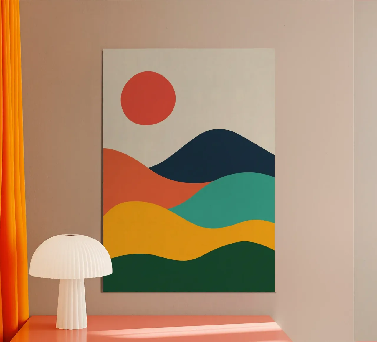 Paesaggio acquerellato 05 poster con telaio in alluminio da MountainMinimalist