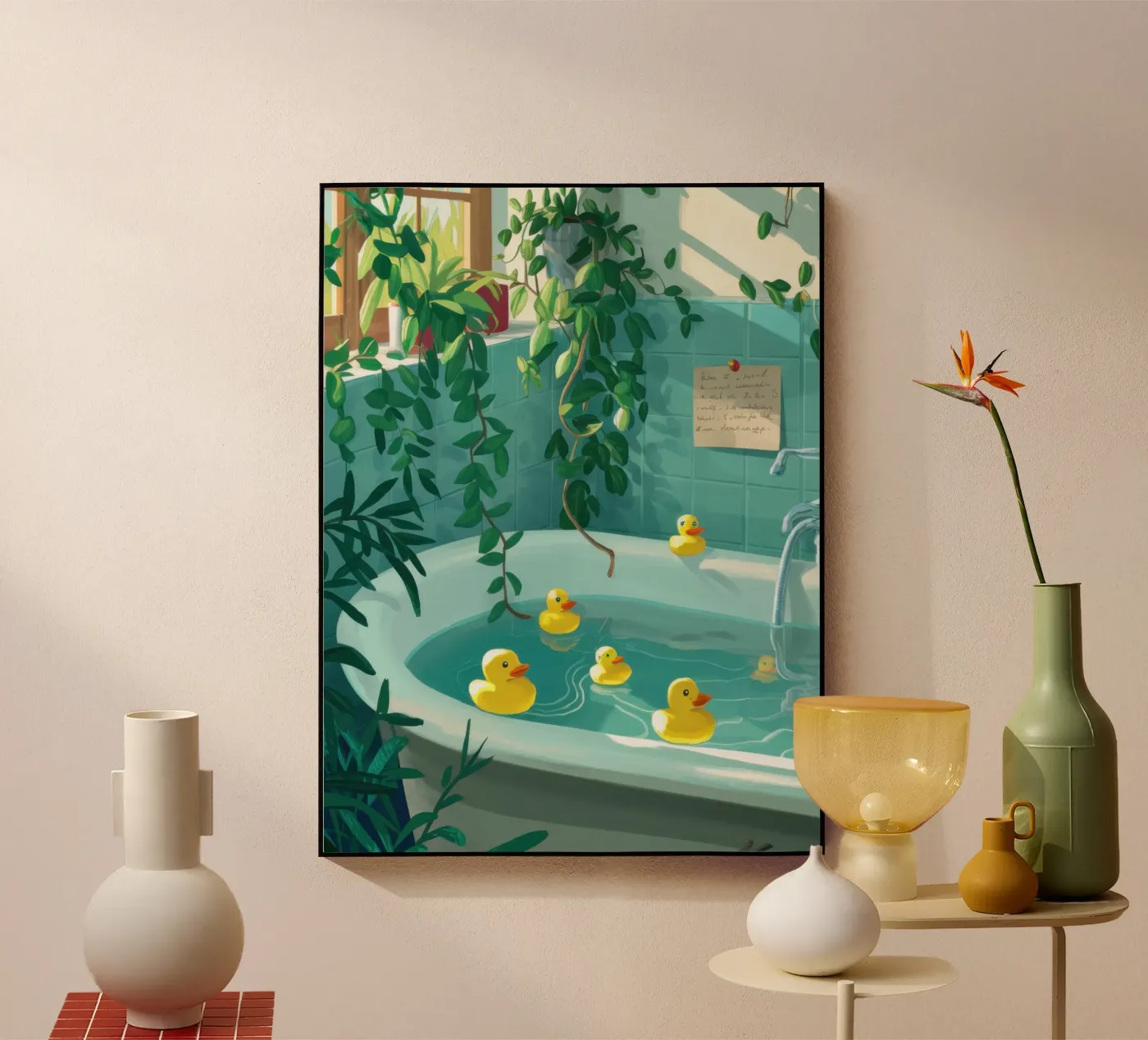 Badeend acryl van Pale Aura