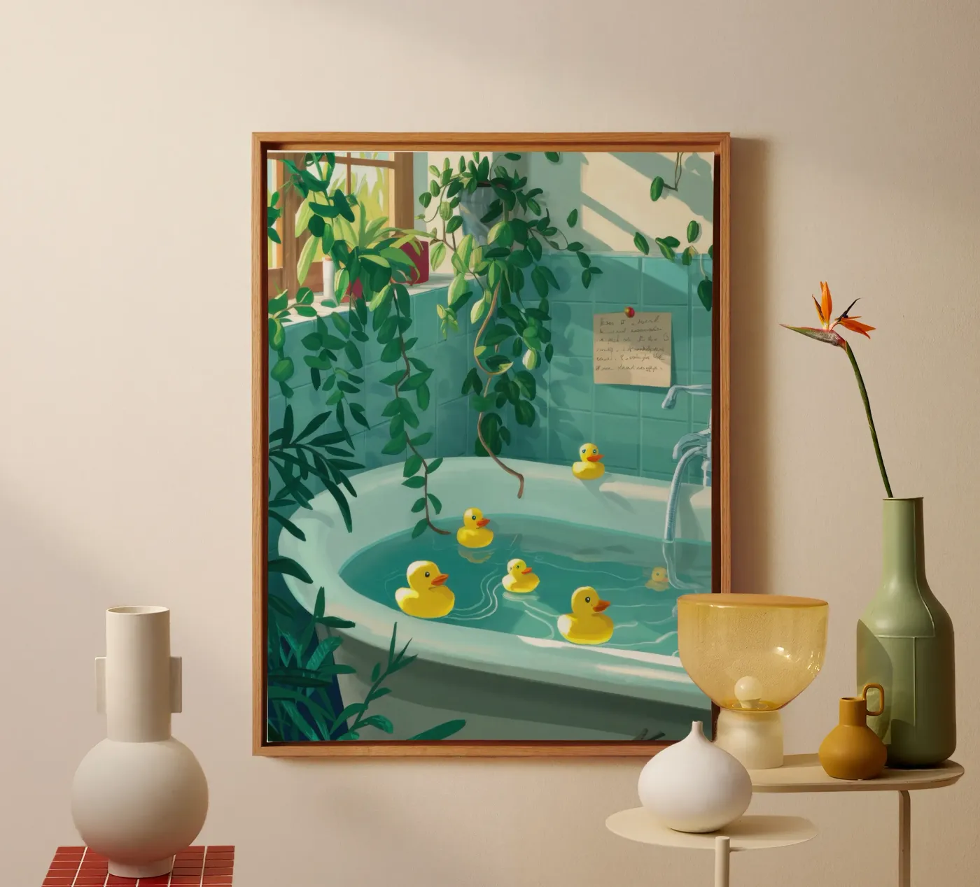 Badeend canvas van Pale Aura