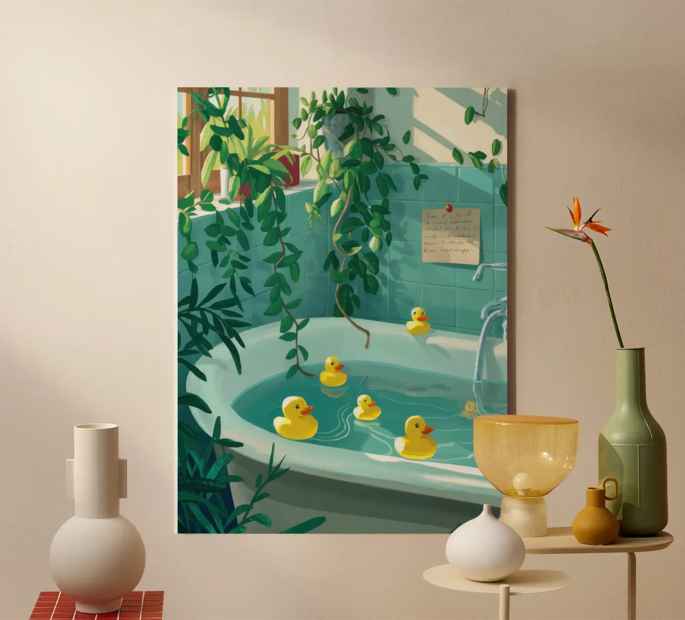Badeend canvas van Pale Aura