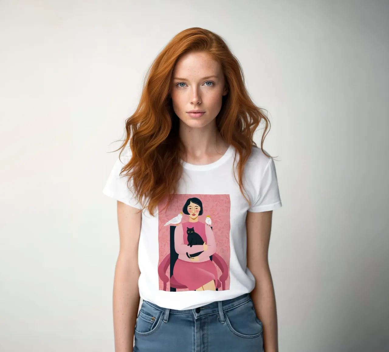 Gatto nero Colomba bianca t-shirt da donna da Marigold Tiga