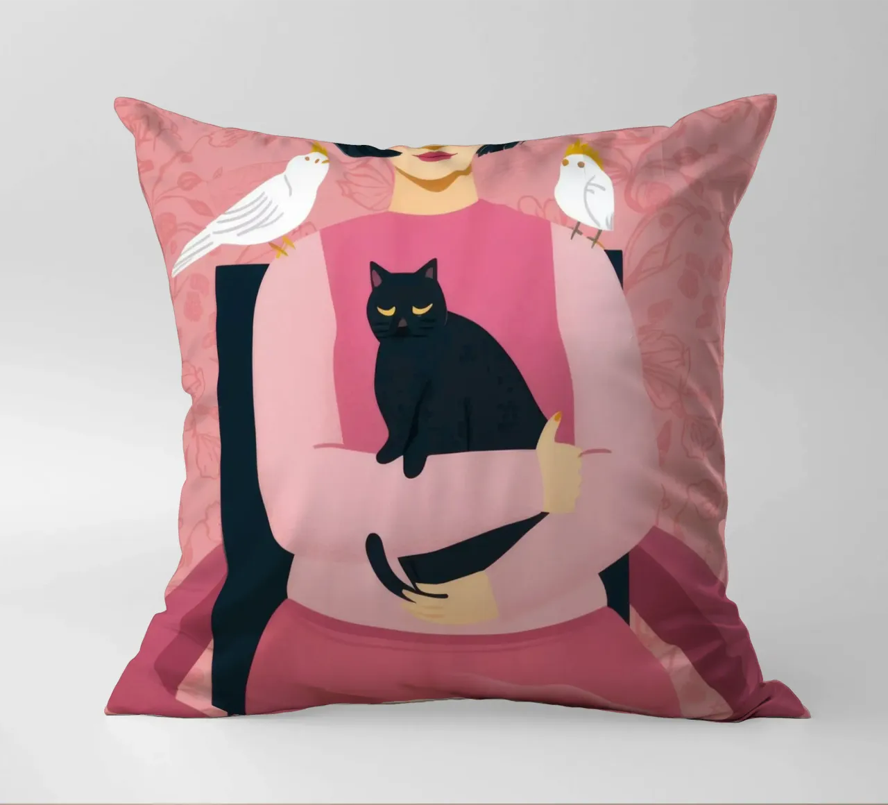 Gatto nero Colomba bianca cuscino da Marigold Tiga