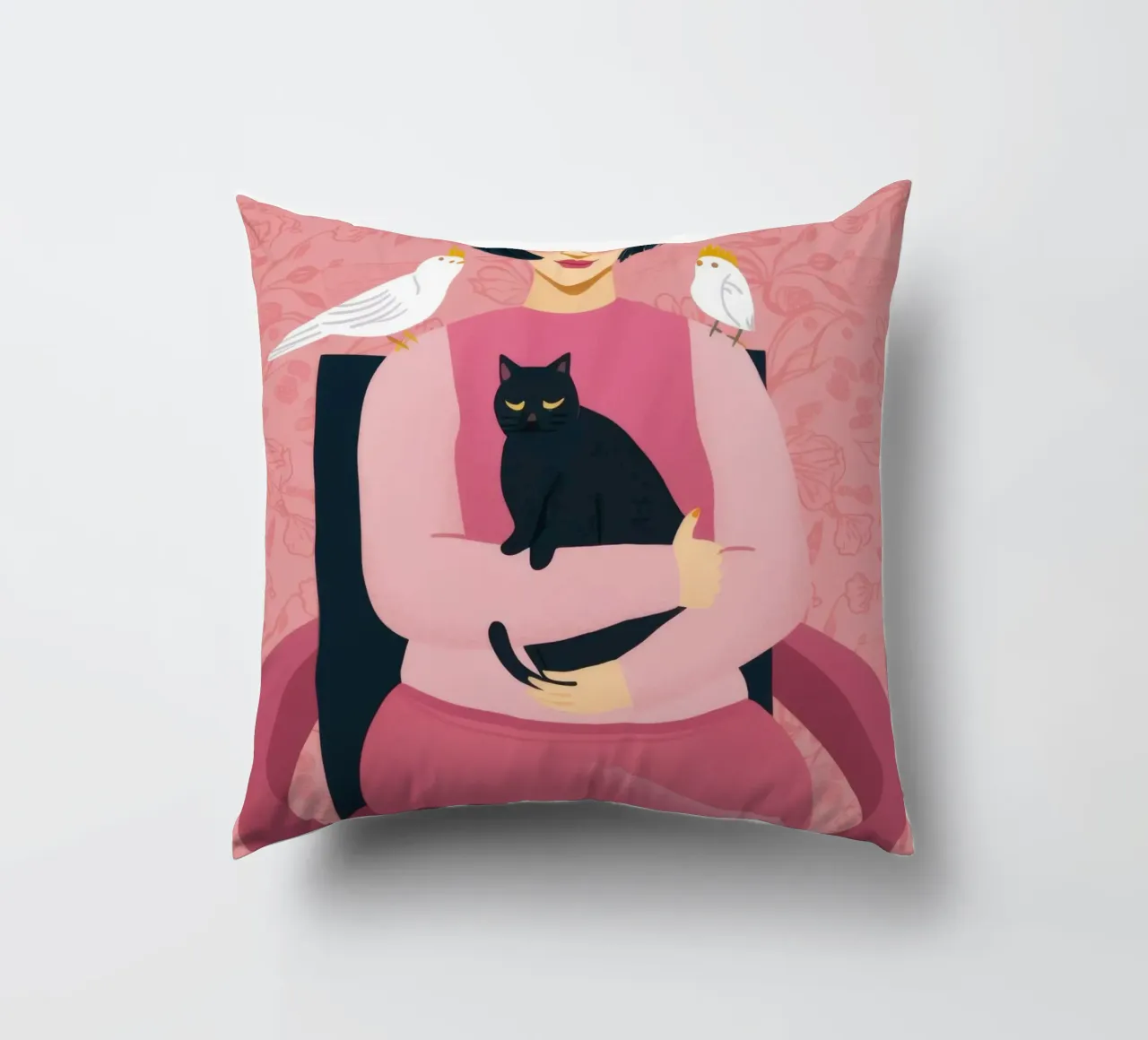 Gatto nero Colomba bianca cuscino da Marigold Tiga