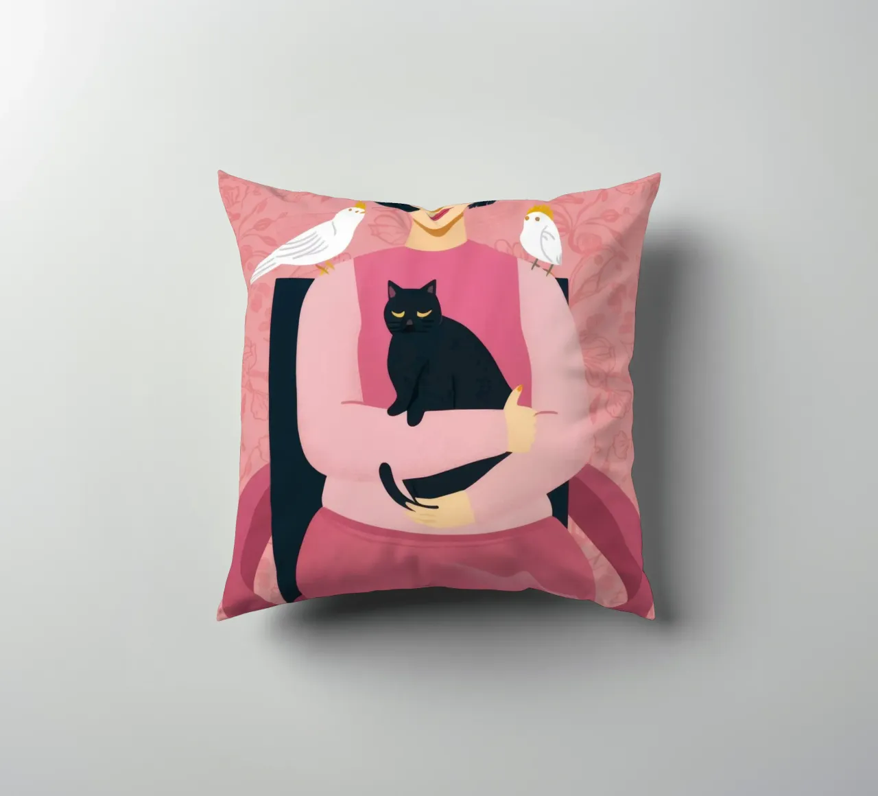 Gatto nero Colomba bianca cuscino da Marigold Tiga
