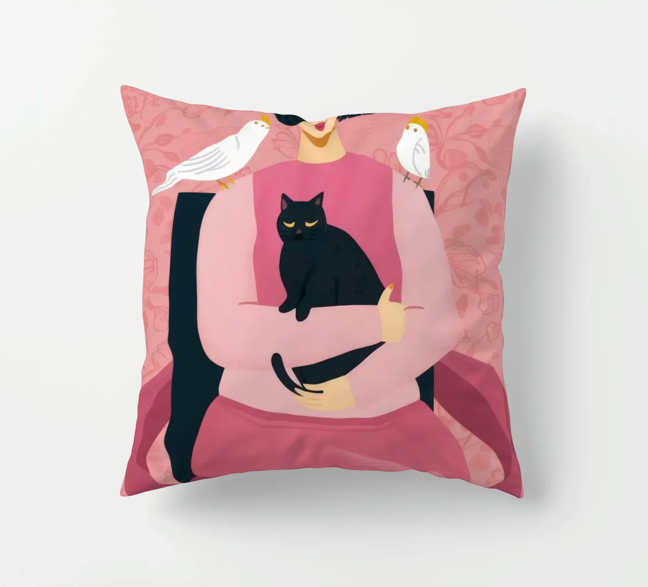 Gatto nero Colomba bianca cuscino da Marigold Tiga