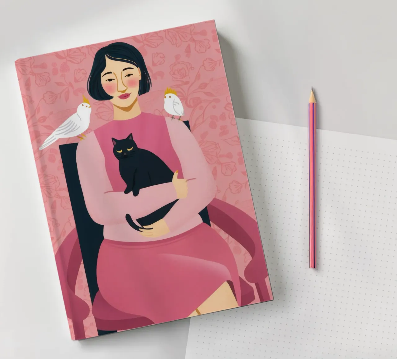 Chat noir Colombe blanche carnet de notes de Marigold Tiga