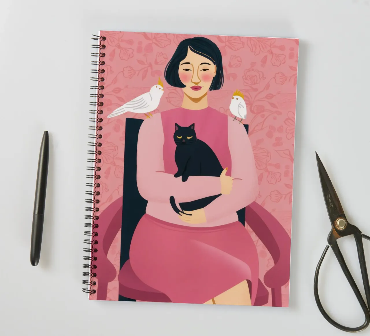 Black Cat White Dove spiral notebook by Marigold Tiga