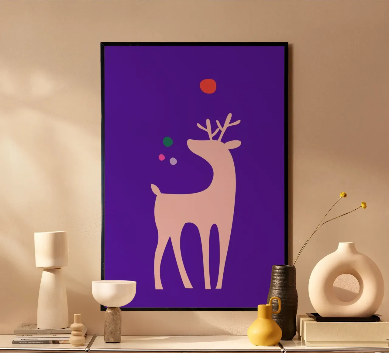 Rudolph Searching His Nose poster with plastic frame by Kubistika