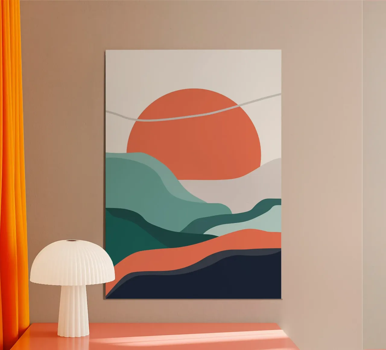 montagna alba tramonto poster con telaio in alluminio da MountainMinimalist