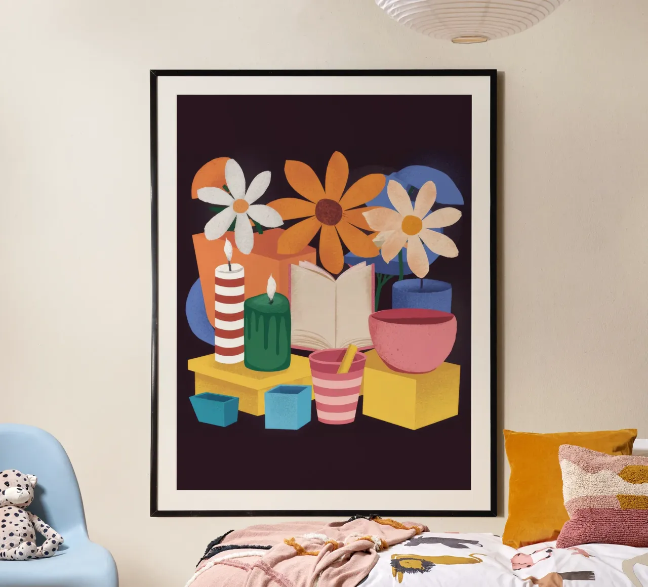Vaso per libri Stillness poster con telaio in legno da Stone Decade