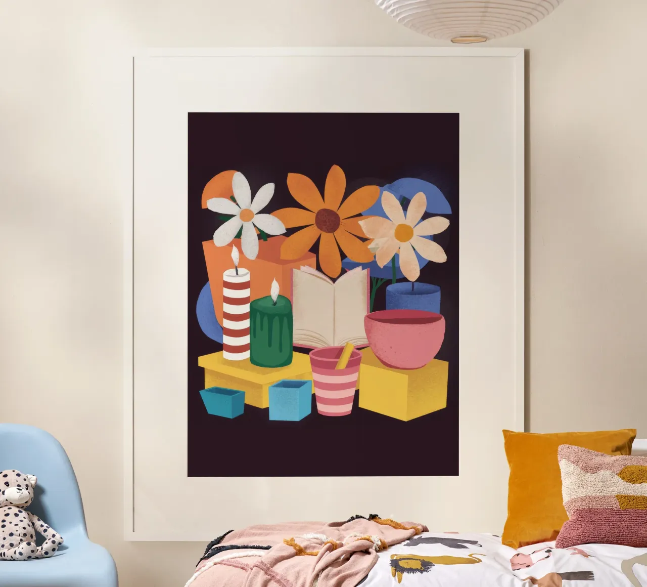 Vaso per libri Stillness poster con telaio in legno da Stone Decade