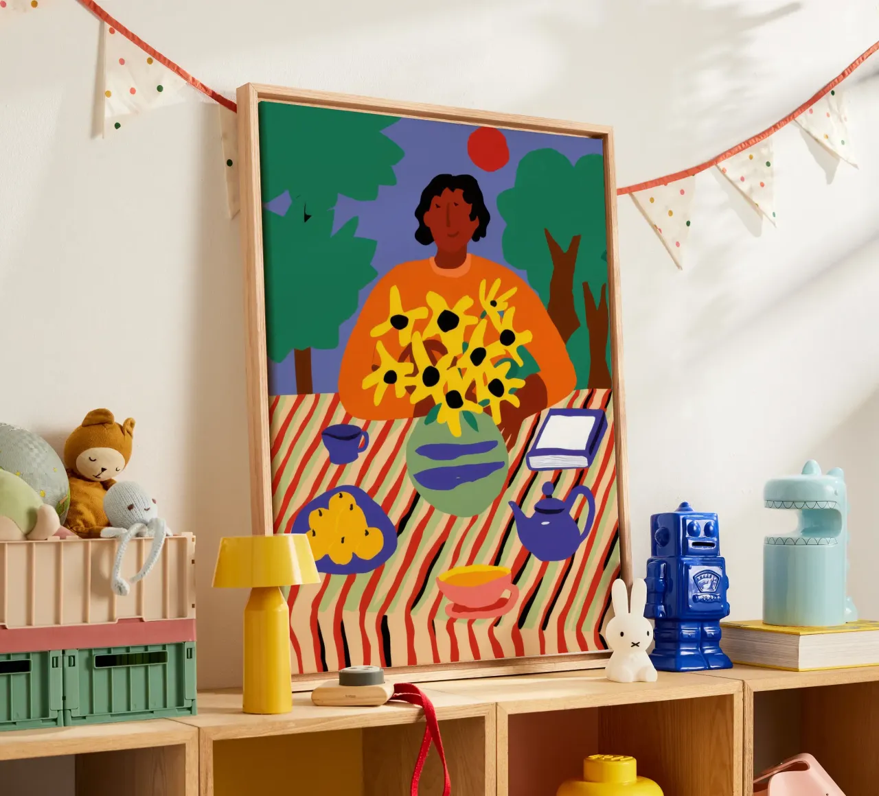 Sunflower Table Laptop canvas with Floater frame by Pale Aura