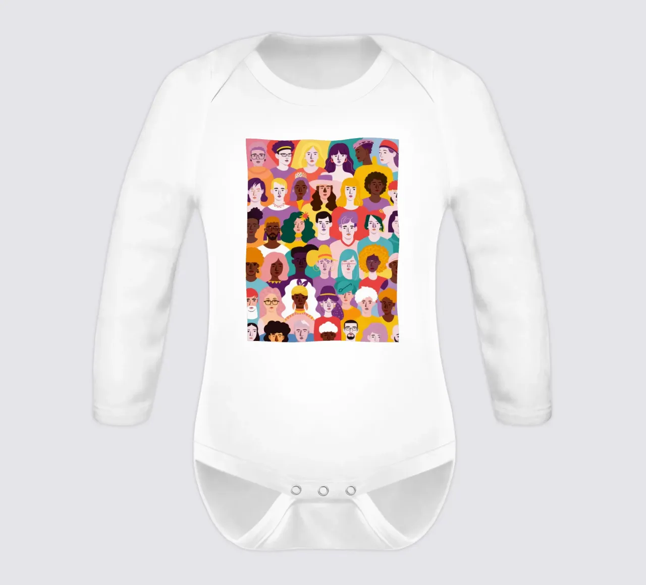 Vielfältige Gesichts-Collage Langarm Babybody von Sentinel Glow