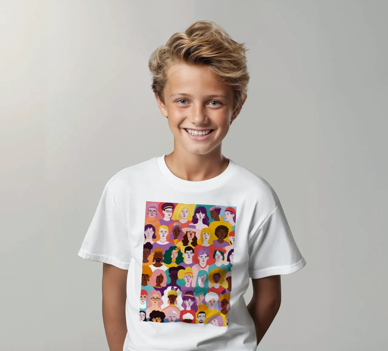 Diverse Face Collage kids t-shirt by Sentinel Glow