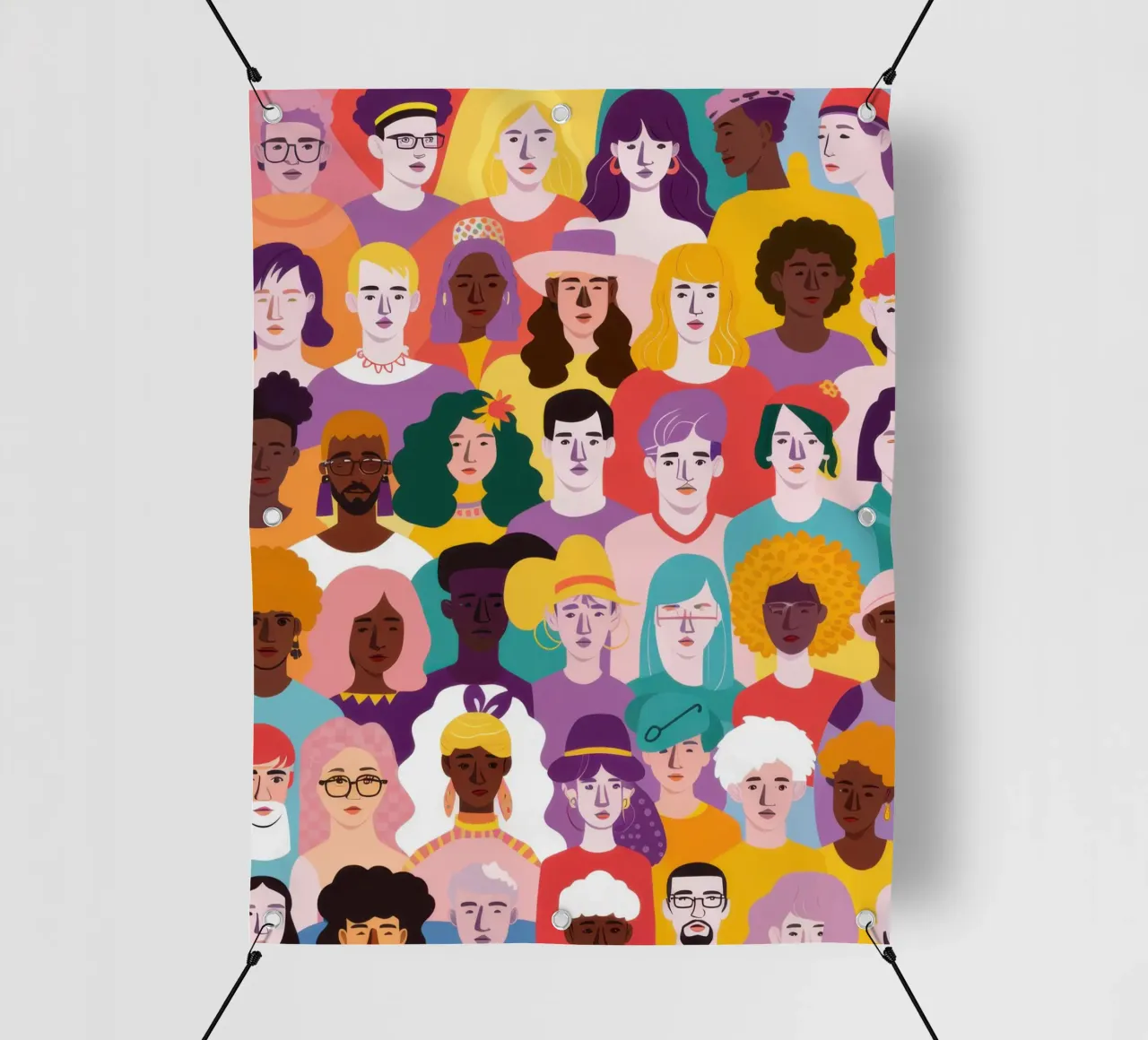 Collage di volti diversi telo in pvc da Sentinel Glow
