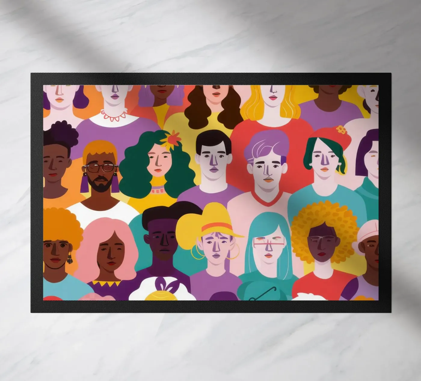 Diverse Face Collage doormat by Sentinel Glow