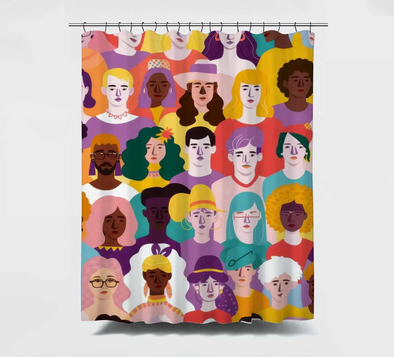 Diverse Face Collage shower curtain by Sentinel Glow