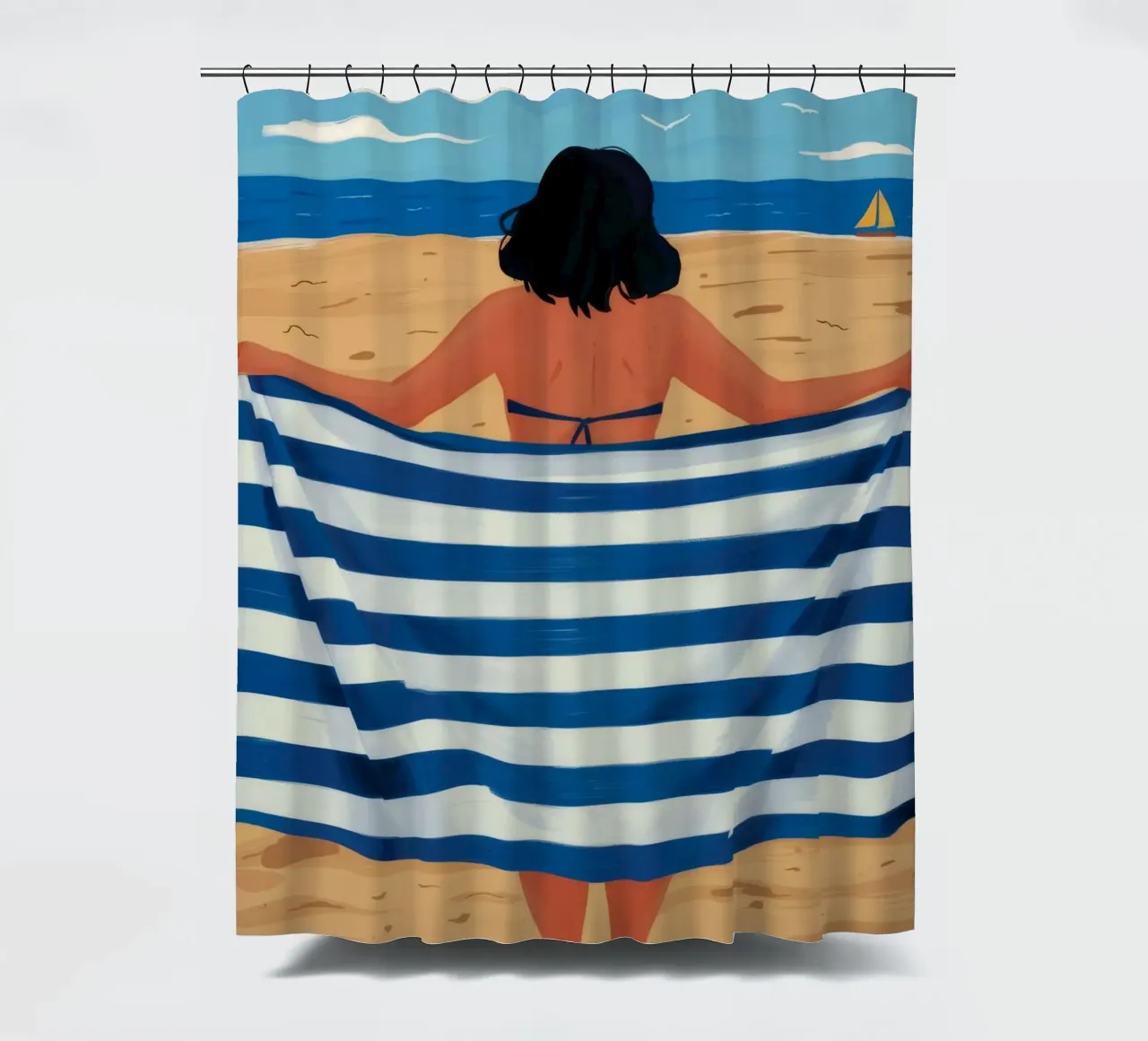 Asciugamano a righe per la spiaggia tenda da doccia da Stone Decade
