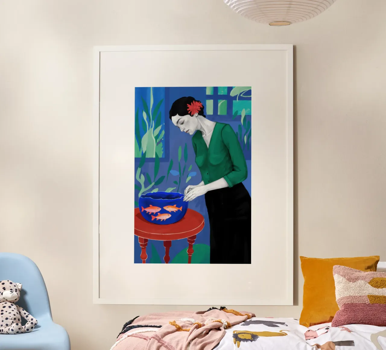 Donna e verde poster con telaio in plastica da Marigold Tiga