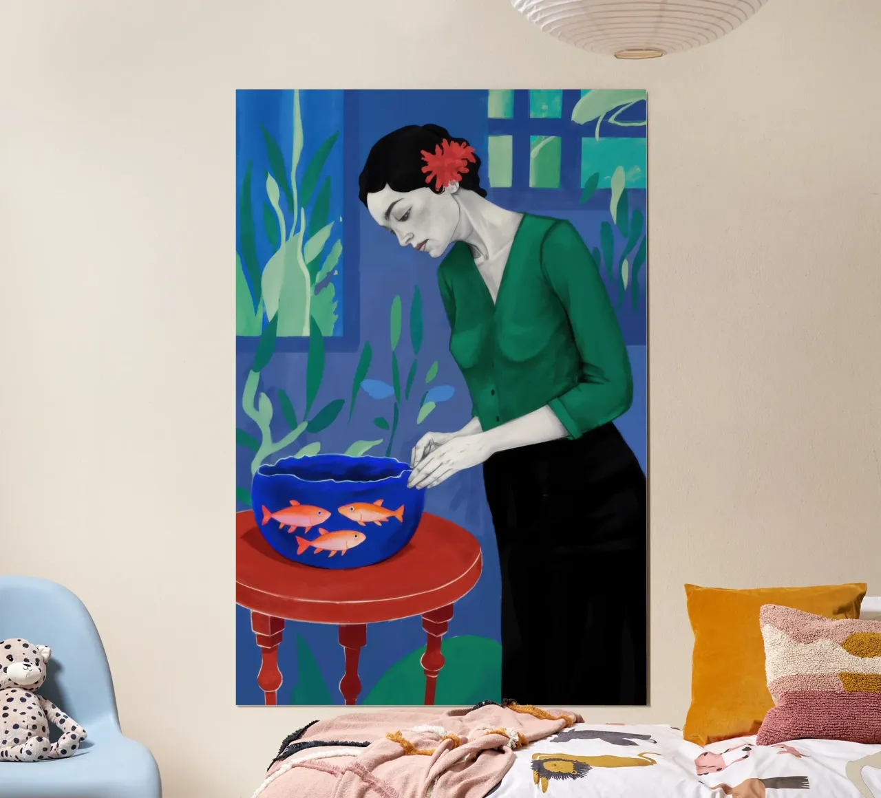 Donna e verde poster con telaio in plastica da Marigold Tiga