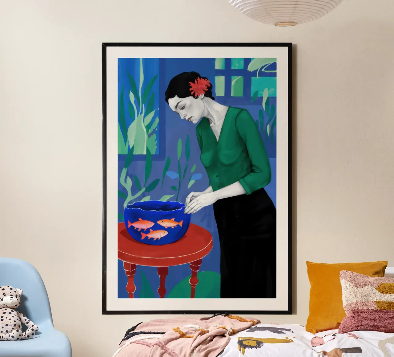 Donna e verde poster con telaio in plastica da Marigold Tiga