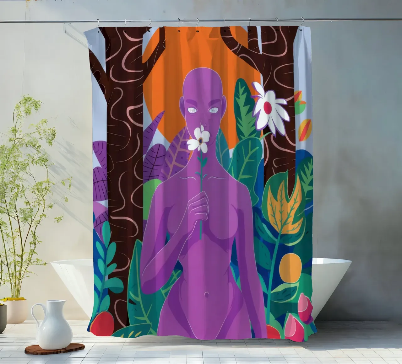 Dea Flora Viola tenda da doccia da Pale Aura
