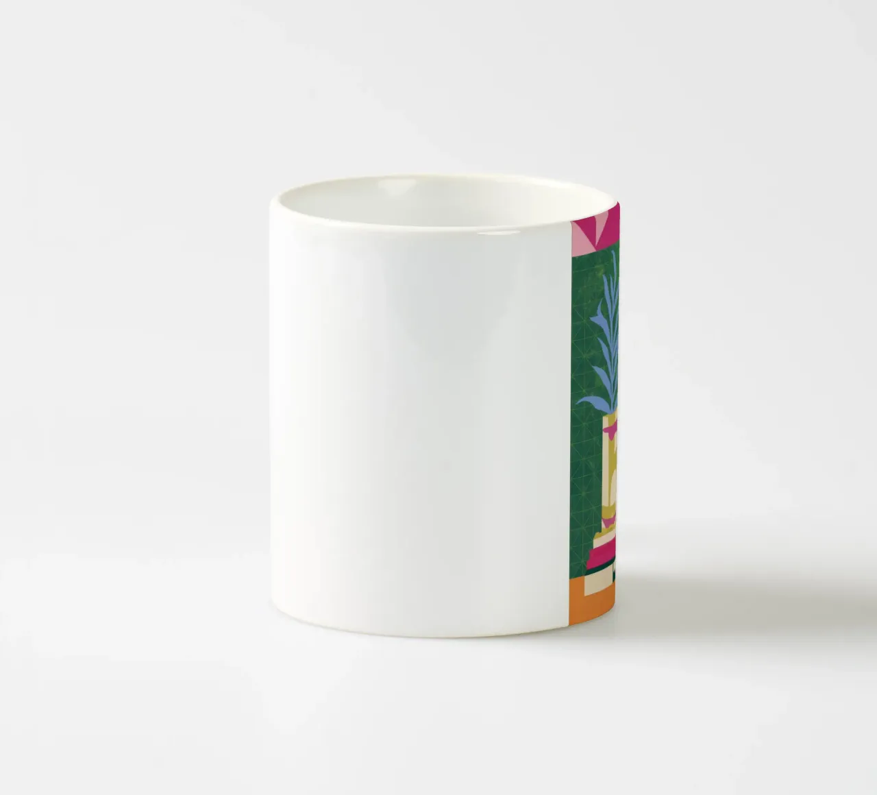 Sedia rossa Pianta verde tazza in ceramica da Stone Decade