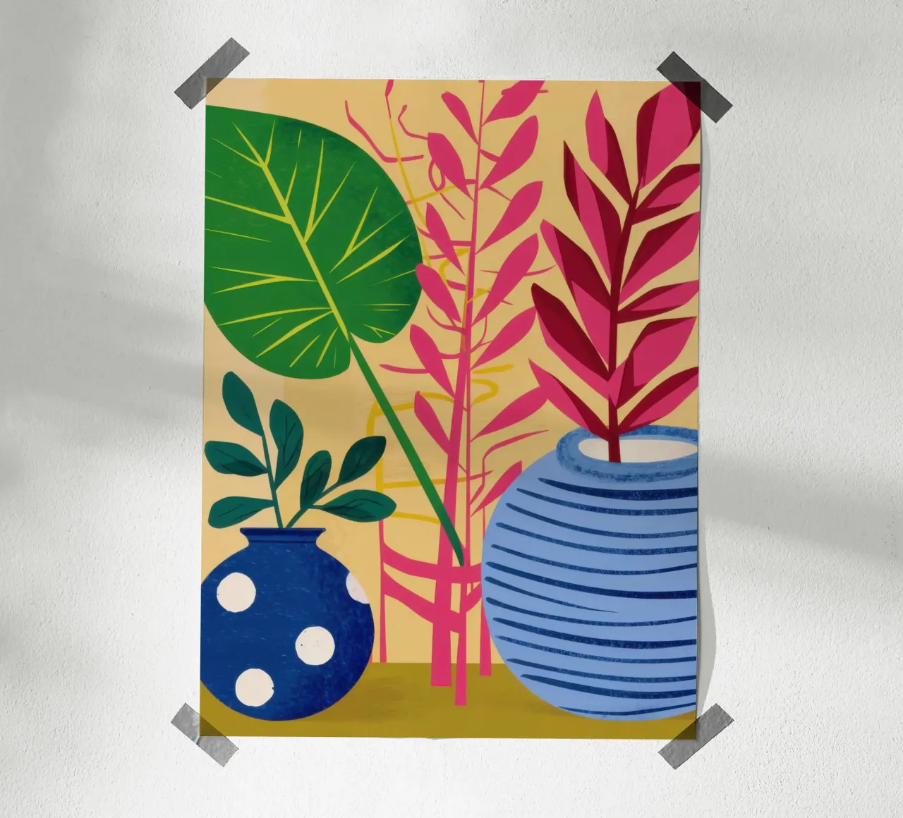 Natura morta di foglie verdi poster con telaio in alluminio da Arcane Lines