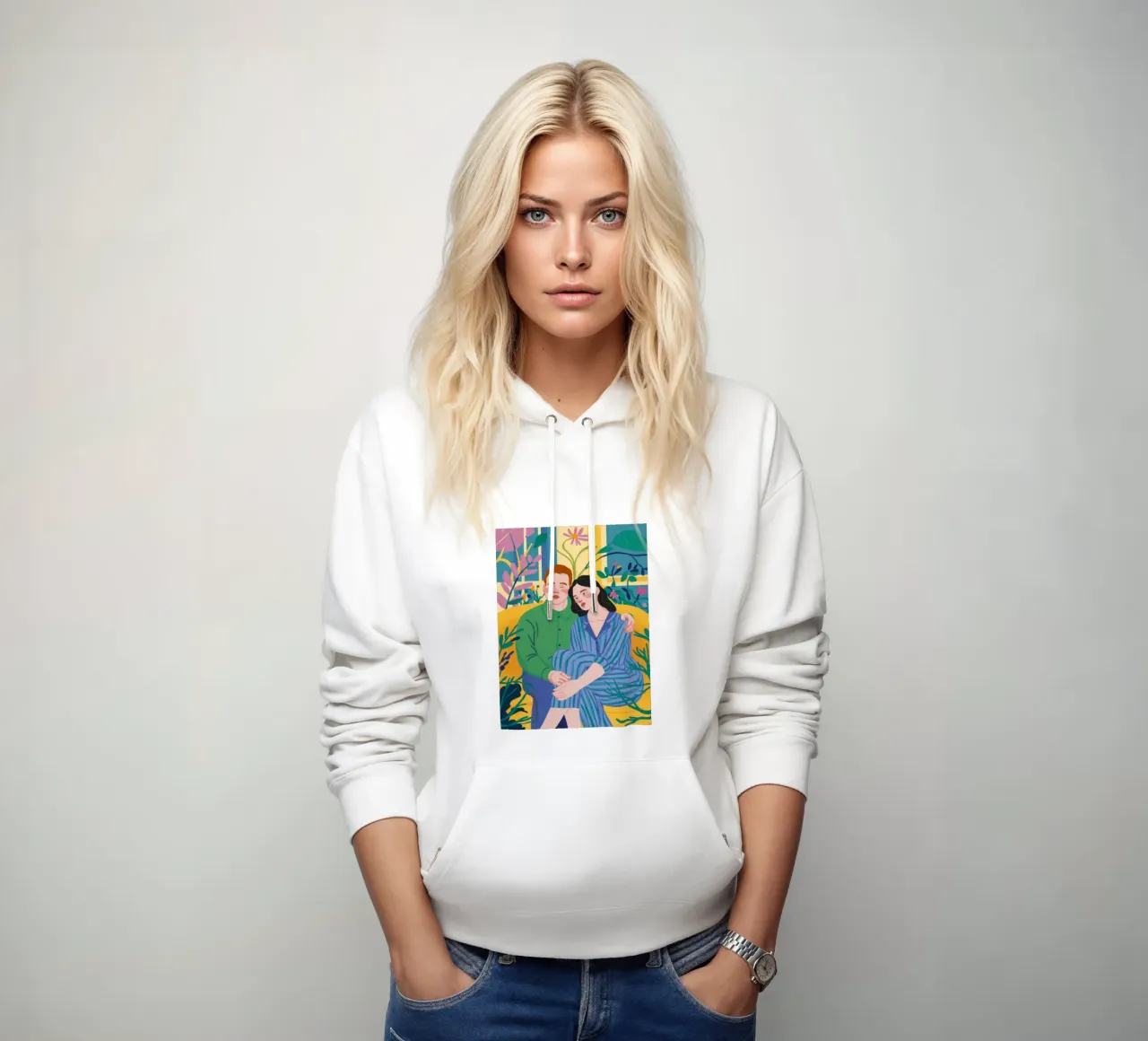 Coppia in strisce blu felpa con cappuccio da Marigold Tiga