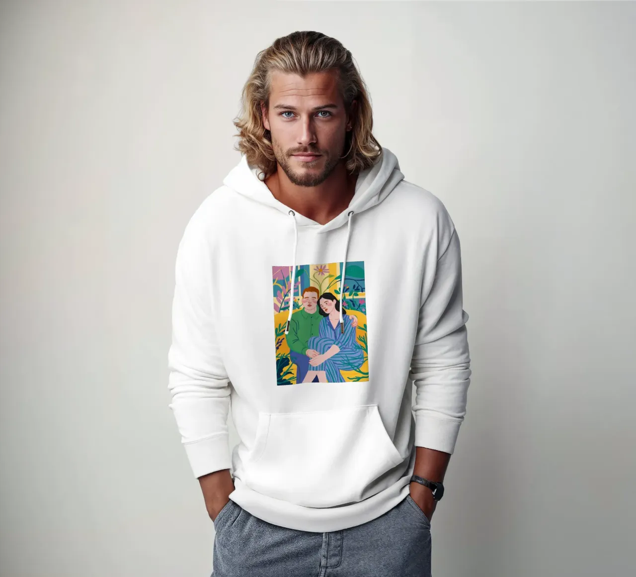 Coppia in strisce blu felpa con cappuccio da Marigold Tiga