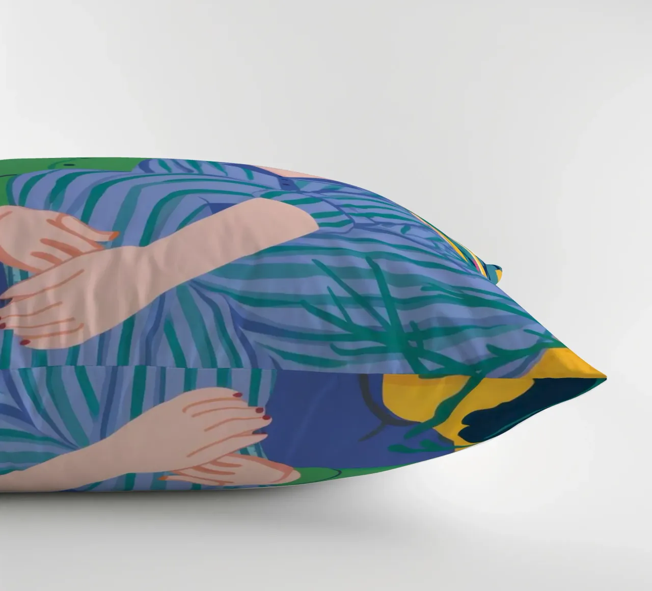 Couple in Blue Stripes decorative cushion by Marigold Tiga